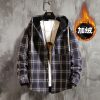 Winter 2021 New Original Plaid Japanese Casual Plaid Hooded with Fleece and Thickened Warm Shirt