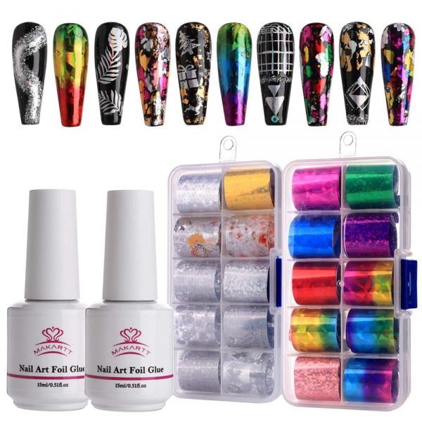 Makartt Nail Art Foil Glue Gel for Foil Stickers Nail Transfer Tips Manicure Art DIY 15ML UV LED Lamp Required Soak Off