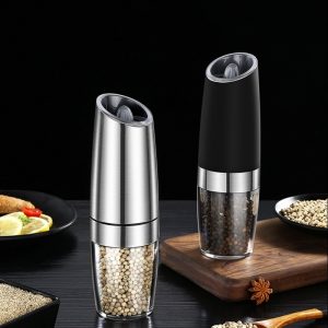 Pepper Grinder Electric Stainless Steel Gravity Induction Salt and Pepper Grinder Kitchen Spice Grinder Tools