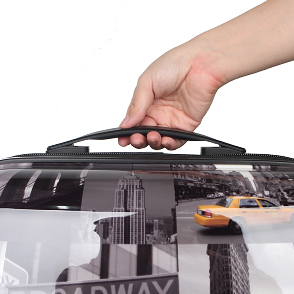 NEWCOM Pattern Luggage 24 Inch Hardside Suitcase with Spinner Wheels TSA Lock New York City