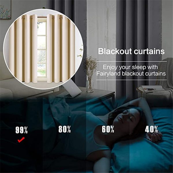 ESKIMO Solid Color 100% Blackout Curtains for Living Room Bedroom Kitchen Modern Window Treatment Drapes, America Delivery