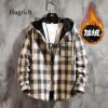 Winter 2021 New Original Plaid Japanese Casual Plaid Hooded with Fleece and Thickened Warm Shirt