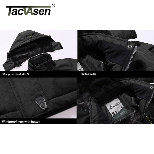 TACVASEN Winter Fleece Lined Jacket Men's Fleece Lining Coats Thermal Warm Jacket Hiking Walking Jacket Outdoor Windbreaker Male