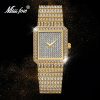 MISSFOX Women's Watches Gold Full Diamond Luxury Brand Square Bracelet Watch Popular Waterproof Quartz Ladies Wristwatch Gift