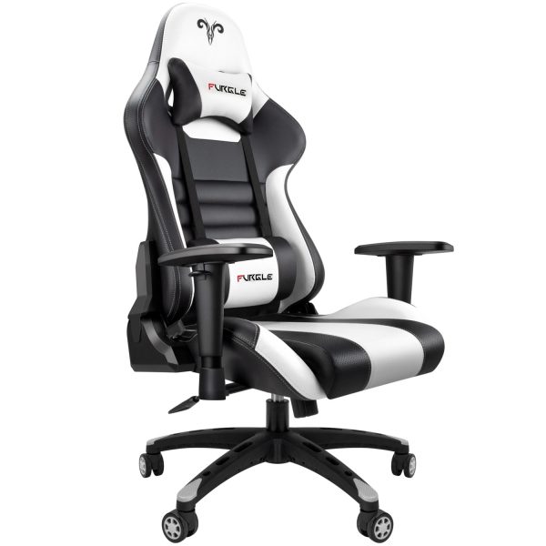 Furgle Gaming Office Chairs 180 Degree Reclining Computer Chair Comfortable Executive Computer Seating Racer Recliner PU Leather