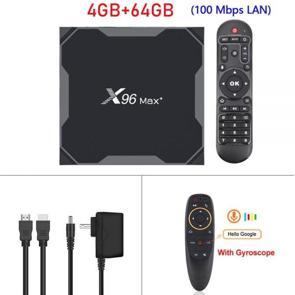 Android 9.0 TV BOX X96 MAX Plus 4GB 64GB 32GB Amlogic S905X3 Quad Core 8K Video Player Wifi 2.4/5G Smart TV Box X96 Max+