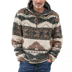 Men Sweater Ethnic Print Hoodie Sweatshirts African Folk-custom Hoodies Fashion Style Stand Collar Pullover Ethnic Sweatshirt