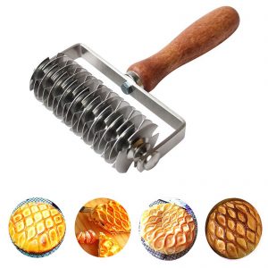 Stainless Steel Dough Lattice Bread Crust Roller Cutter Wood Handle Dec 25th