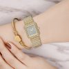 MISSFOX Women's Watches Gold Full Diamond Luxury Brand Square Bracelet Watch Popular Waterproof Quartz Ladies Wristwatch Gift