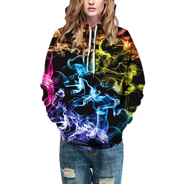 3d Color Smoke Digital Printing Men's And Women's Loose Long-Sleeved Sweater Large Size Hoodie Couple Sweater