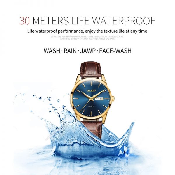 OLEVS Men Watche Top Brand Luxury Fashion Bussness Breathable Leather Luminous Hand Quartz Wristwatch Gifts for Male