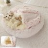 Hot Plush Round Cat Bed Cat Warm House Soft Long Plush Pet Dog Bed For Small Dogs Cat Nest 2 In 1 Pet Bed Cushion Sleeping Sofa