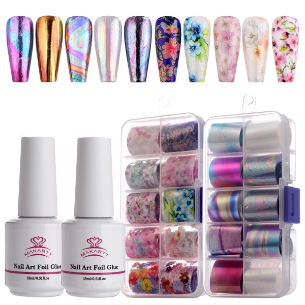 Makartt Nail Art Foil Glue Gel for Foil Stickers Nail Transfer Tips Manicure Art DIY 15ML UV LED Lamp Required Soak Off