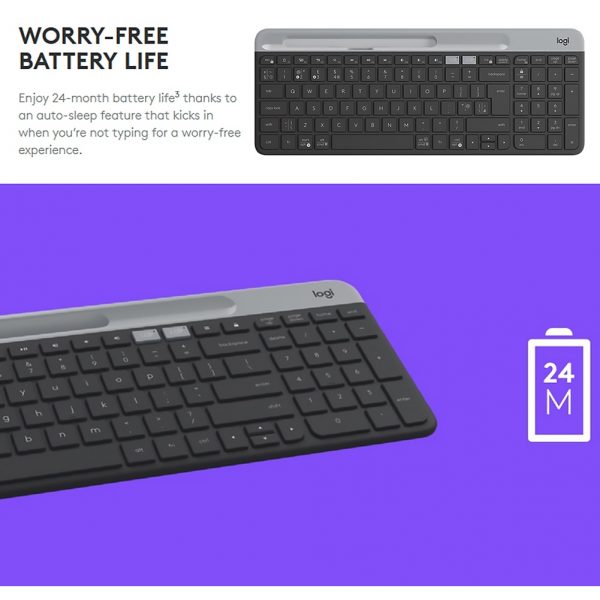 Logitech K580 Wireless Ultra-thin Keyboard Dual Mode 2.4G/Bluetooth Unifying Office Keyboard for Desktop PC Laptop Tablet Keypad