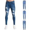 Oeak Mens Solid Color Jeans 2019 New Fashion Slim Pencil Pants Sexy Casual Hole Ripped Design Streetwear