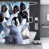 Penguin Family Shower Curtain Cartoon Funny Animals Pattern Waterproof Multi-size Douchegordijn Bathroom Decor with Hooks