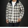 Winter 2021 New Original Plaid Japanese Casual Plaid Hooded with Fleece and Thickened Warm Shirt