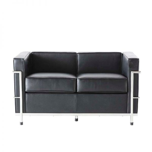 Black leather sofa chair double seat sofa home living room office furniture suitable business reception meeting room