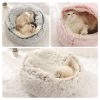 Hot Plush Round Cat Bed Cat Warm House Soft Long Plush Pet Dog Bed For Small Dogs Cat Nest 2 In 1 Pet Bed Cushion Sleeping Sofa