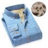 Top Quality Fashion Winter Jeans Shirt Men Warm Fleece Lined Velvet Denim Shirts 4Xl Male Bottoming Shirt