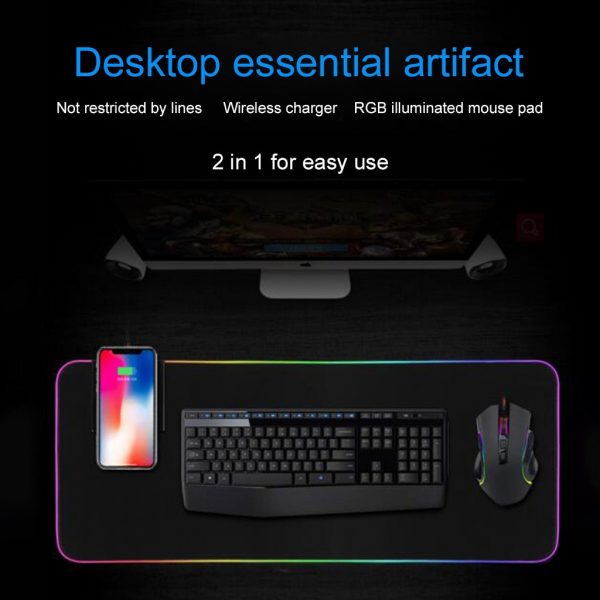 Gaming Mouse Pad RGB Large Mouse Pad Gamer Big Mouse Mat Lighting Keyboard Mat Gaming Mouse Pad Wireless Charging DE5