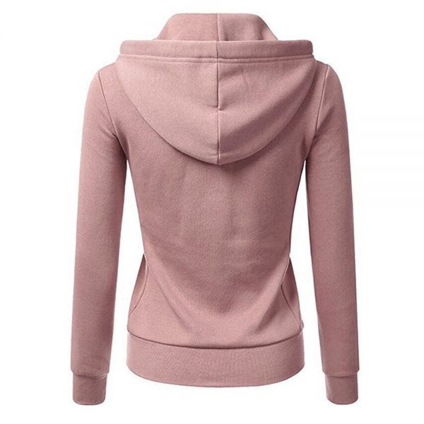 New Women Autumn Hoodies Long Sleeve Patchwork Sweatshirt Solid Color Hooded Zipper Casual Sport Coat