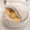 Hot Plush Round Cat Bed Cat Warm House Soft Long Plush Pet Dog Bed For Small Dogs Cat Nest 2 In 1 Pet Bed Cushion Sleeping Sofa