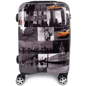 NEWCOM Pattern Luggage 24 Inch Hardside Suitcase with Spinner Wheels TSA Lock New York City