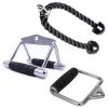 Home Gym Triceps Press Down Cable Attachment Weight Machine Accessories D Row Handle Tricep Rope Heavy Duty Fitness Equipemnt