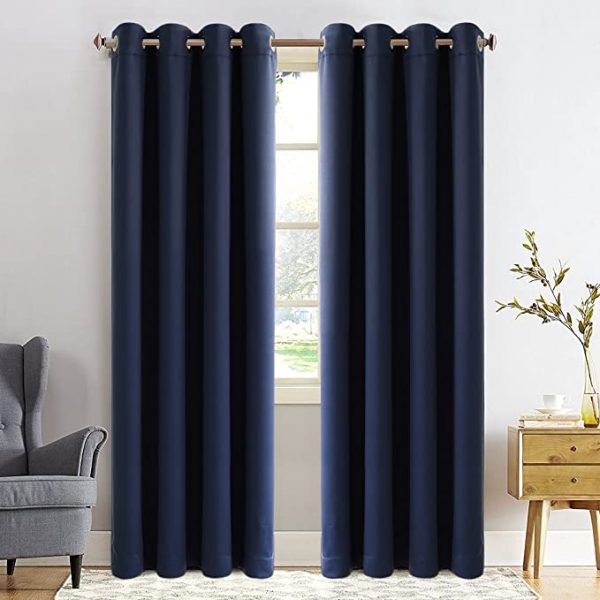 ESKIMO Solid Color 100% Blackout Curtains for Living Room Bedroom Kitchen Modern Window Treatment Drapes, America Delivery