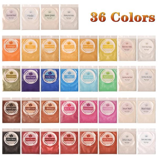 Biutee 36 Color Mica Powder Pigment Expoxy Resin Cosmetic Mica Powder Set Kit Pigment for Resin Food grade Pigment For Lip Gloss