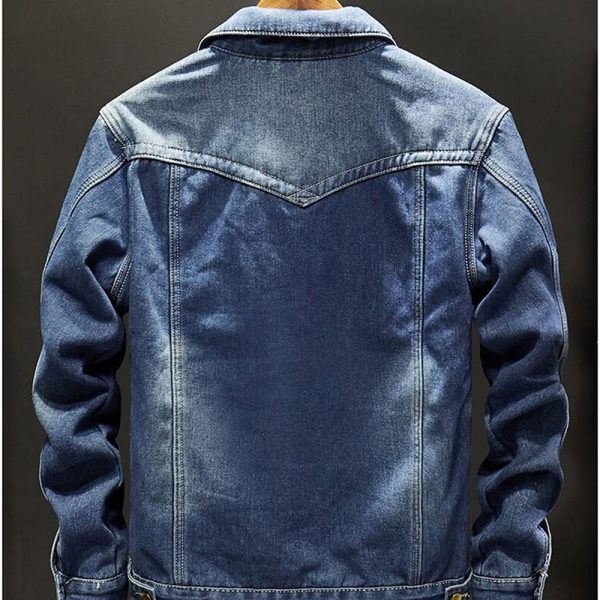 2020 Winter New Thick Warm Fashion Boutique Solid Color Men's Casual Denim Jacket Male Wool Denim Coat Large