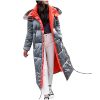 Women's Winter Fashion Glossy Long Over-The-Knee Hooded Thick Padded Jacket Coat Hooded padded warm padded jacket