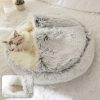 Hot Plush Round Cat Bed Cat Warm House Soft Long Plush Pet Dog Bed For Small Dogs Cat Nest 2 In 1 Pet Bed Cushion Sleeping Sofa