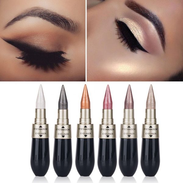 Professional 2 In 1 Double Ended Pearly Glimmer Waterproof Eyeshadow Sticker Quick Dry Eyeliner Pen Eye Makeup Cosmetic TSLM1