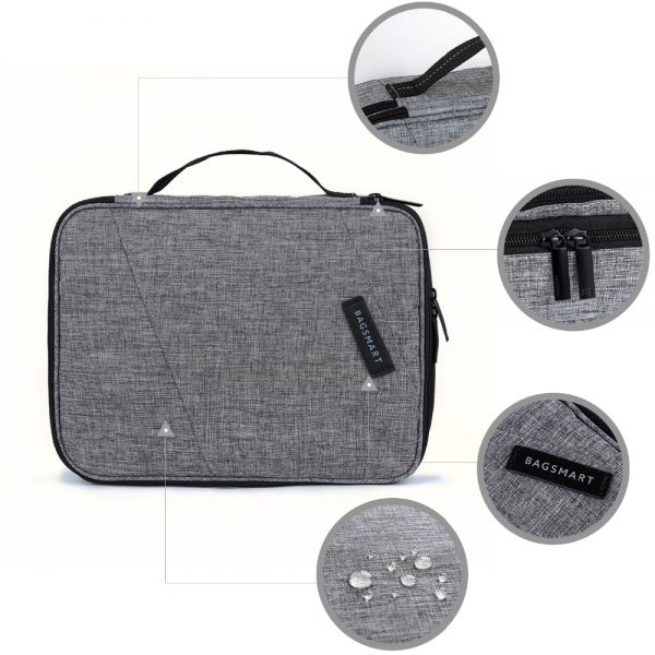 BAGSMART Travel Electronics Accessories Bag Double Layer Organizer Storage Bag for iPad Charger Kindle Data Cable USB Earphone