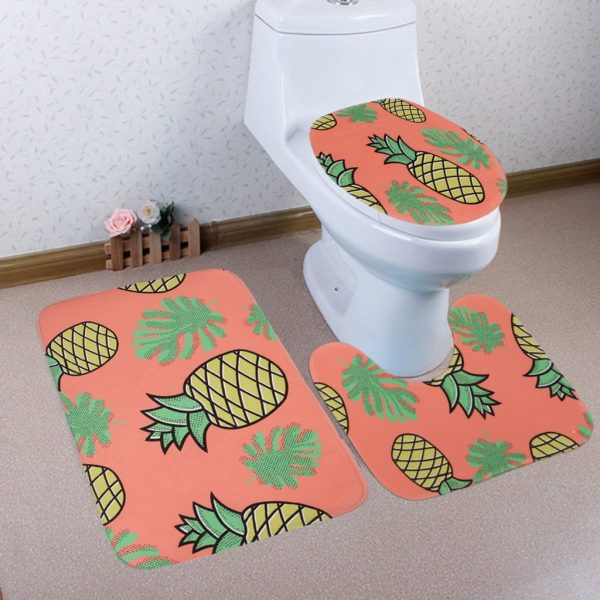 3Pcs/set Bathroom Toilet Floor Mat Set Non-Slip Fish Scale Bath Kitchen Carpet Doormats Decor Fruit pineapple print Carpet 2019