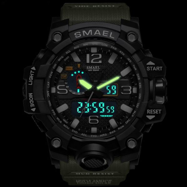 SMAEL Brand Men Sports Watches Dual Display Analog Digital LED Electronic Quartz Wristwatches Waterproof Swimming Military Watch