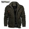 TACVASEN Military Thicken Fleece Jacket Mens Winter Casual Hooded Jacket Coat Pilot Cargo Cotton Jackets Windbreaker Parka Man