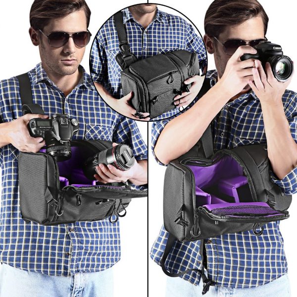 Neewer Professional Sling Camera Storage Bag Durable Waterproof and Tear Proof Black Carrying Backpack Case for DSLR equipment