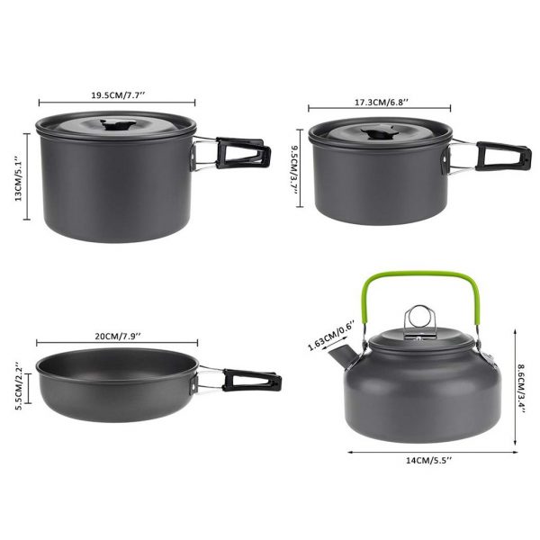 Ishowtienda Picnic Bowl Pot Pan Set For Outdoor Camping Cookware Combination Cookware Tableware Picnic Bowl Pot Pan Set