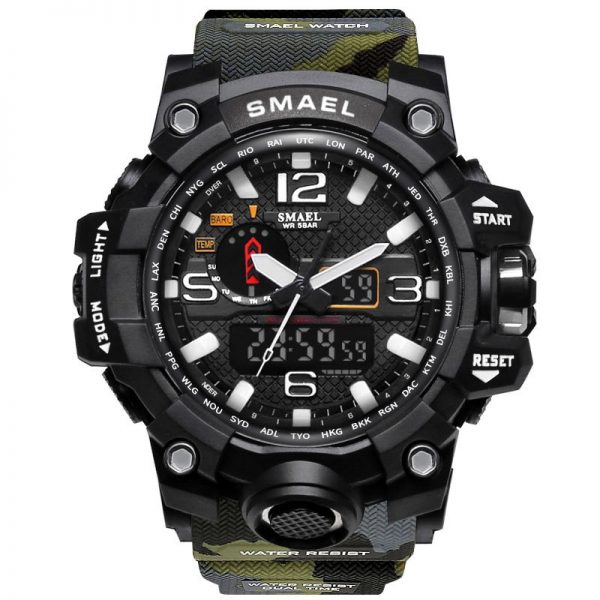 SMAEL Brand Men Sports Watches Dual Display Analog Digital LED Electronic Quartz Wristwatches Waterproof Swimming Military Watch