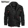 TACVASEN Military Thicken Fleece Jacket Mens Winter Casual Hooded Jacket Coat Pilot Cargo Cotton Jackets Windbreaker Parka Man