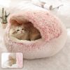 Hot Plush Round Cat Bed Cat Warm House Soft Long Plush Pet Dog Bed For Small Dogs Cat Nest 2 In 1 Pet Bed Cushion Sleeping Sofa