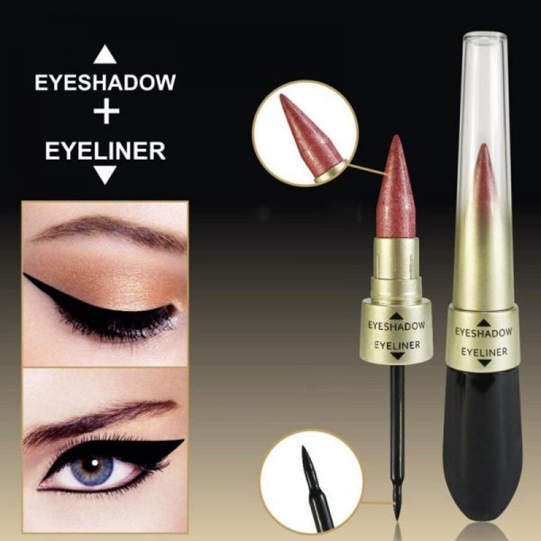 Professional 2 In 1 Double Ended Pearly Glimmer Waterproof Eyeshadow Sticker Quick Dry Eyeliner Pen Eye Makeup Cosmetic TSLM1