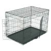 Black 24" Dog Crate Kennel Folding Metal Pet Cage 2 Door With Tray