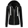 New Women Autumn Hoodies Long Sleeve Patchwork Sweatshirt Solid Color Hooded Zipper Casual Sport Coat