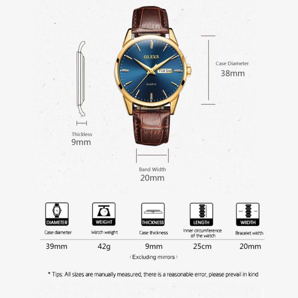 OLEVS Men Watche Top Brand Luxury Fashion Bussness Breathable Leather Luminous Hand Quartz Wristwatch Gifts for Male