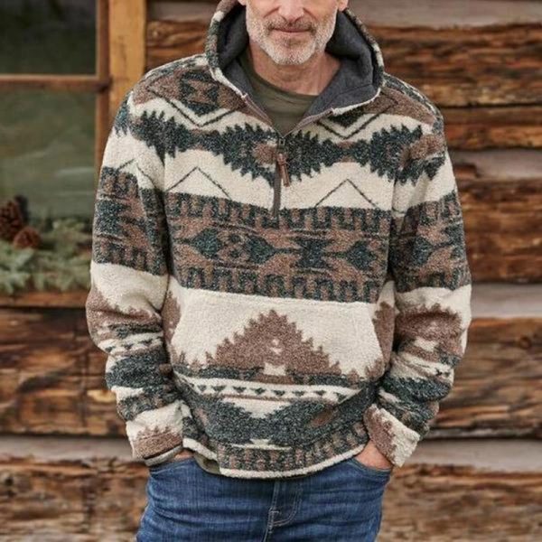 Men Sweater Ethnic Print Hoodie Sweatshirts African Folk-custom Hoodies Fashion Style Stand Collar Pullover Ethnic Sweatshirt