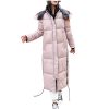 Women's Winter Fashion Glossy Long Over-The-Knee Hooded Thick Padded Jacket Coat Hooded padded warm padded jacket